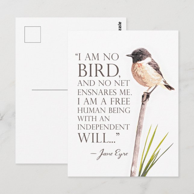Jane Eyre - I Am No Bird - Brown Bird Postcard (Front/Back)