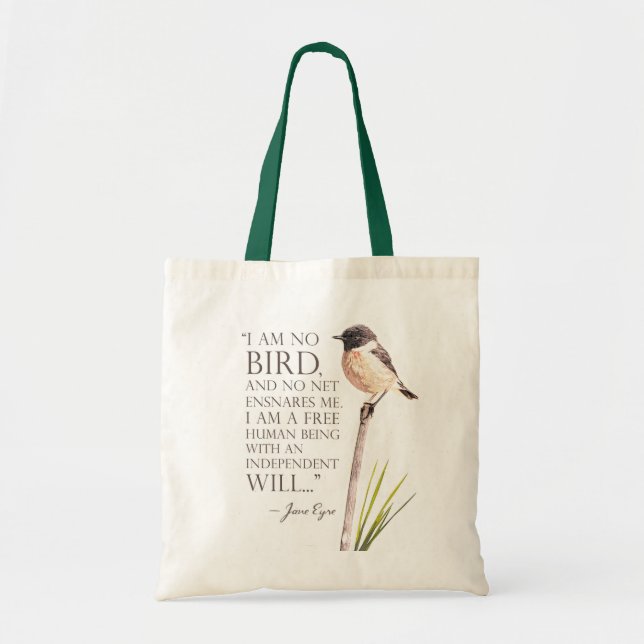 Jane Eyre - I Am No Bird - Brown Bird Tote Bag (Front)