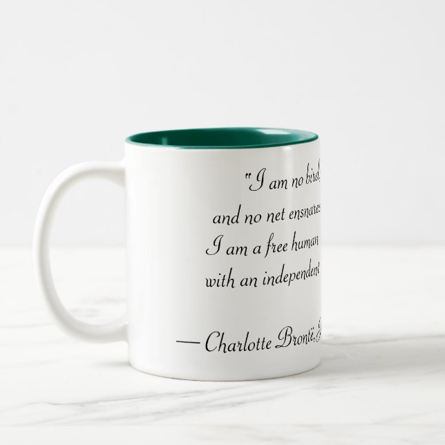 Jane Eyre I Am No Bird Quote Two-Tone Coffee Mug (Left)