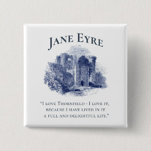 Jane Eyre - I Love Thornfield - Castle 15 Cm Square Badge