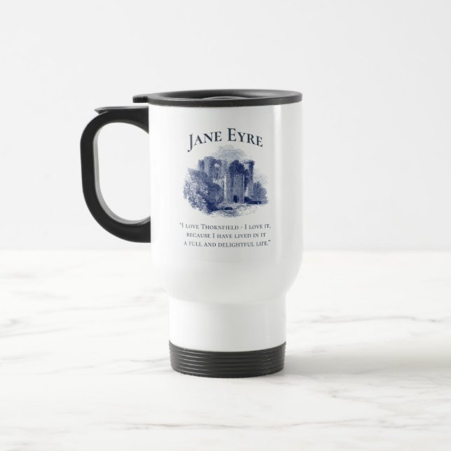 Jane Eyre - I Love Thornfield - Castle Travel Mug (Left)