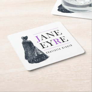 Jane Eyre in Cape and Bonnet Square Paper Coaster