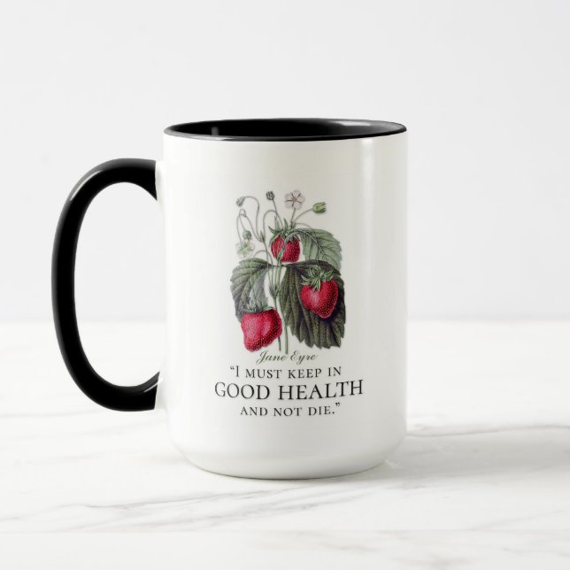 Jane Eyre - Keep In Good Health - Strawberries Mug (Left)