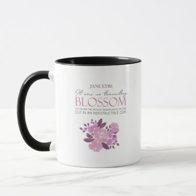 Jane Eyre - No Transitory Blossom - Pink Roses Mug (Left)
