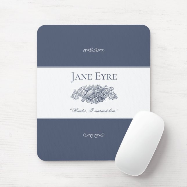 Jane Eyre - Reader I Married Him - Doves Dark Gray Mouse Mat (With Mouse)