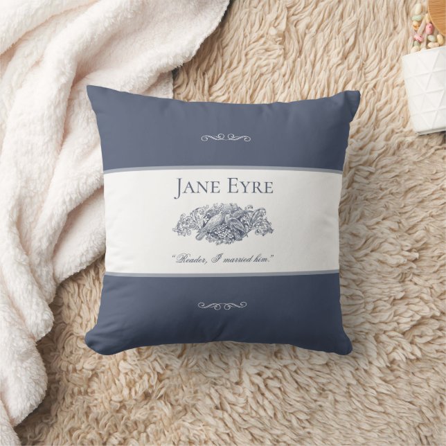Jane Eyre - Reader I Married Him - Doves Dark Grey Cushion (Blanket)
