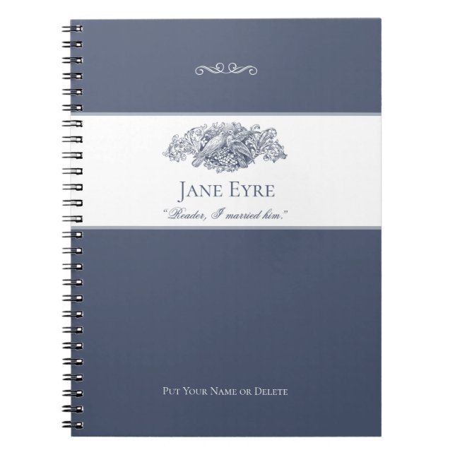 Jane Eyre - Reader I Married Him - Doves Dark Grey Notebook (Front)