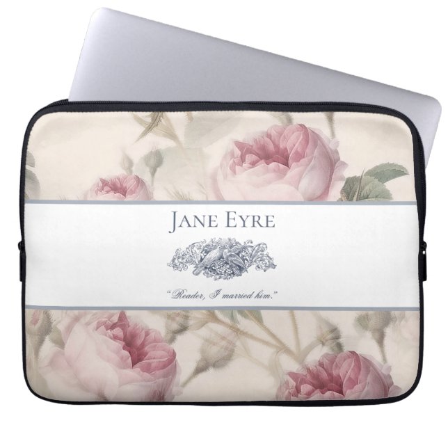 Jane Eyre - Reader I Married Him - Doves Floral Laptop Sleeve (Front)
