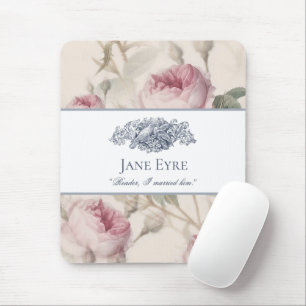 Jane Eyre - Reader I Married Him - Doves Floral Mouse Mat