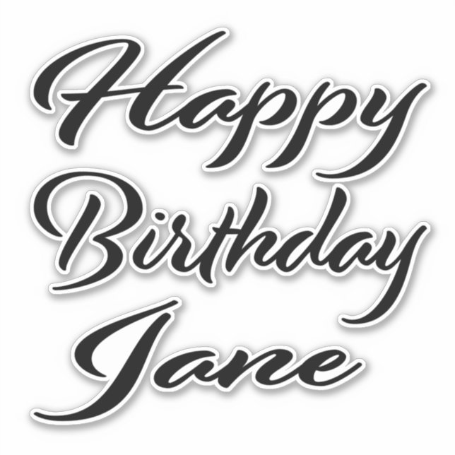 Jane Name First Name black Sticker Birthday (Front)
