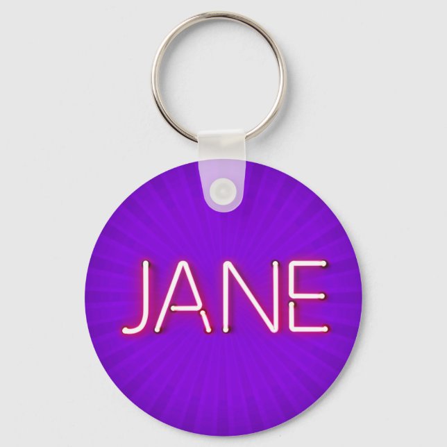 Jane Name in Glowing Neon Lights Key Ring (Front)