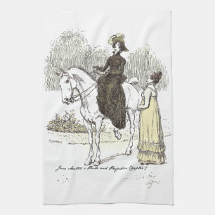 Jane on Horseback - Jane Austen Pride & Prejudice Tea Towel