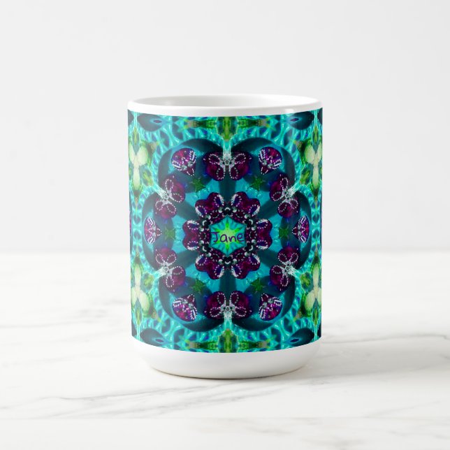 JANE ~ Pretty Glittery Pattern ~ Personalized ~ Coffee Mug (Center)