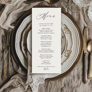 Jane Simple Modern Elegant Black Script Wedding Menu