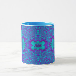 JANE ~ Zany 3D Fractal ~ Blue and Purple Mug