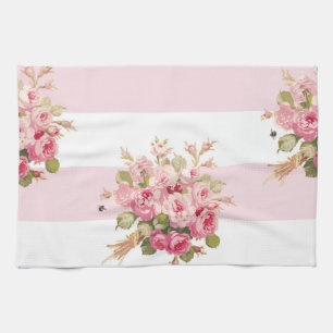 Jane's Rose Bouquet peony stripe kitchen towel