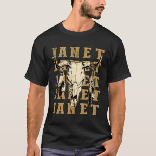 Janet Bull-Skull Leopard Distressed Country Music T-Shirt