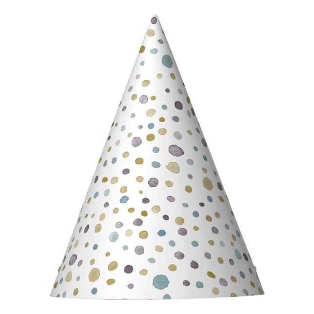 Janet Confetti Watercolor Dots Party Hat (Front)