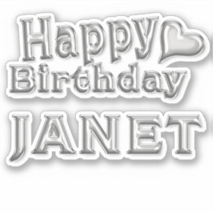 Janet Happy Birthday silver Sticker