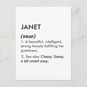 Janet name, Editable name, Custom name Postcard