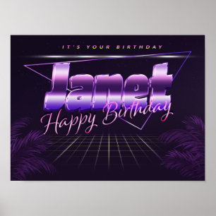 Janet Name First name lila retro Poster Birthday
