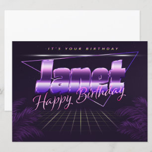 Janet Name First Name pura retro card Birthday
