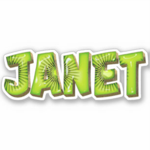Janet Name Kiwi Design Sticker