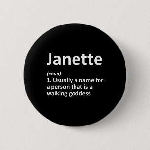 Janette Definition Personalised Name Funny Birthda 6 Cm Round Badge