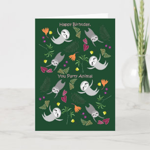 Jangle Sloth Dance Party Animal Funny Birthday Card