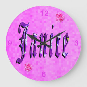 Janice Girls Name Logo, Large Clock
