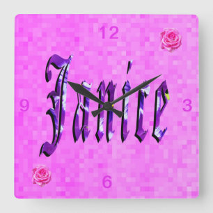 Janice Girls Name Logo, Square Wall Clock