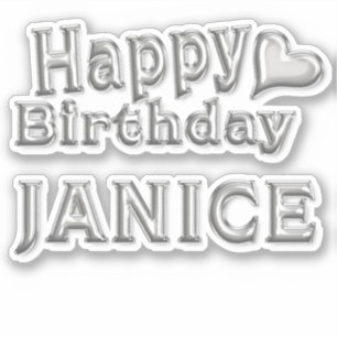 Janice Happy Birthday silver Sticker