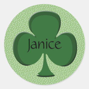 Janice Lucky Irish Shamrock Sticker