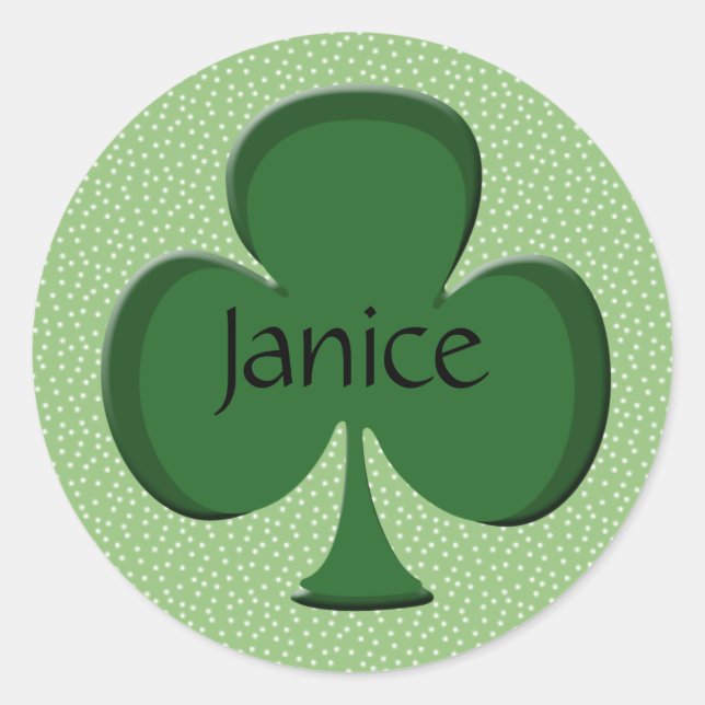 Janice Lucky Irish Shamrock Sticker (Front)