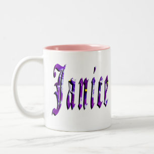 Janice  Name Logo, Two-Tone Coffee Mug