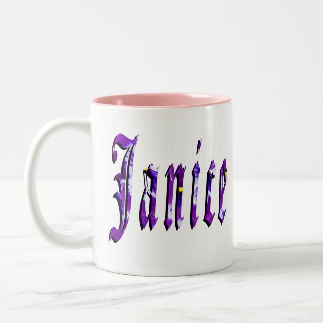 Janice  Name Logo, Two-Tone Coffee Mug (Left)