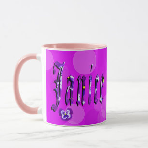 Janice Name With Pansies, Mug