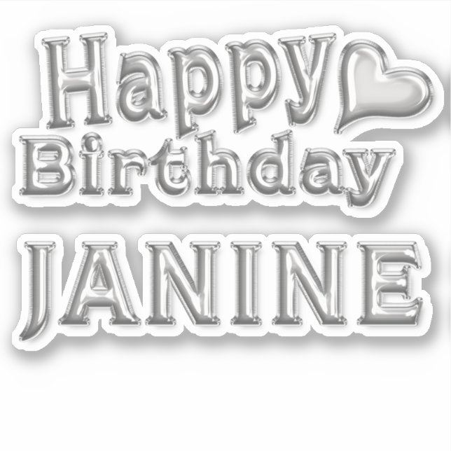 Janine Happy Birthday silver Sticker (Front)