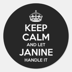 Janine Keep Calm Personalised Name Funny Birthday  Classic Round Sticker