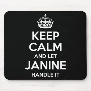Janine Keep Calm Personalised Name Funny Birthday Mouse Mat