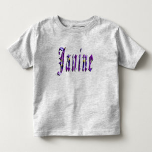 Janine, Name, Logo, Toddlers Grey T-shirt
