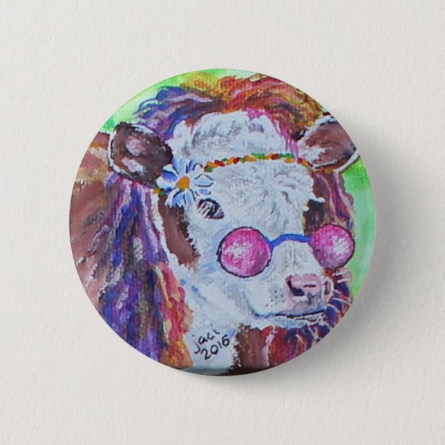 Janis Cow 6 Cm Round Badge (Front)