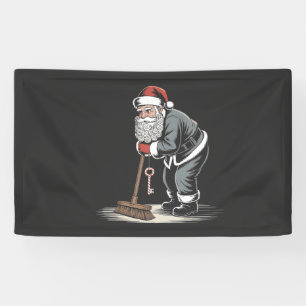 Janitor Claus Santa Christmas Custodian Xmas Banner