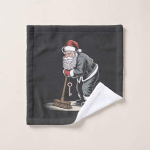 Janitor Claus Santa Christmas Custodian Xmas Wash Cloth
