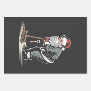 Janitor Claus Santa Christmas Custodian Xmas Wrapping Paper Sheet