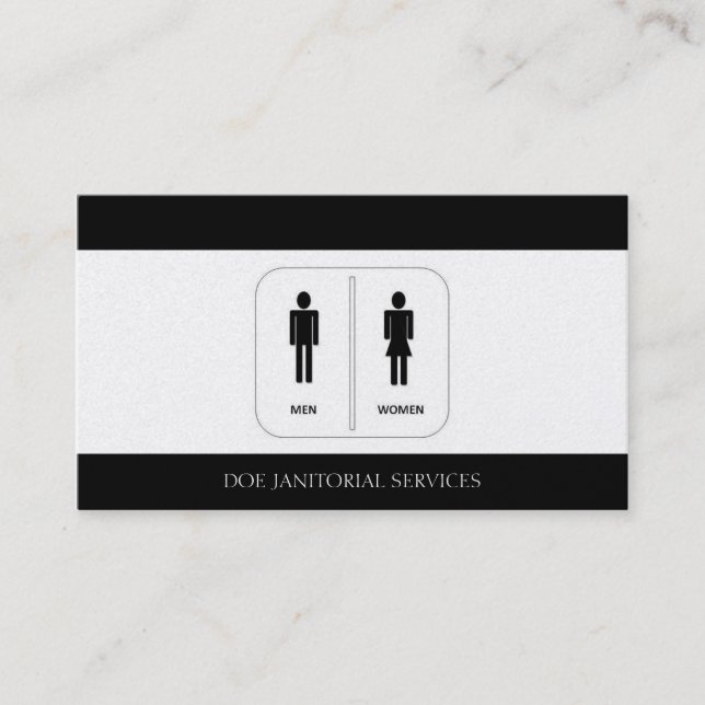 Janitor/Custodian/Maid Black/Platinum Business Card (Front)