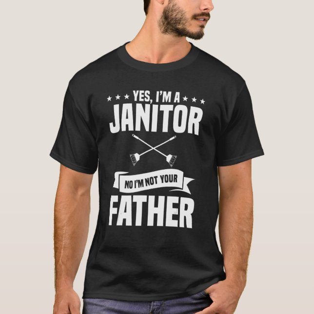 Janitor Father Custodian Dad Cleaner Caretaker Fat T-Shirt (Front)