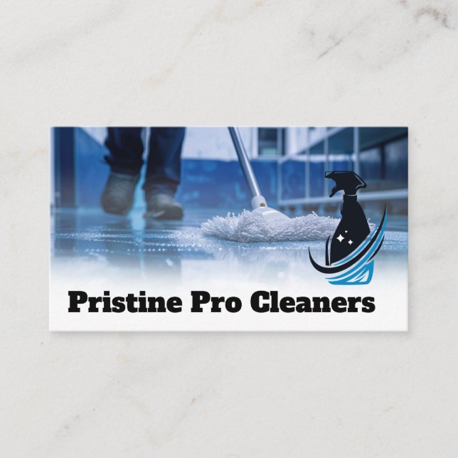 Janitor Mopping Floor | Cleaners Business Card (Front)