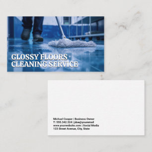 Janitor Mopping   Floor Cleaning Services Business Card