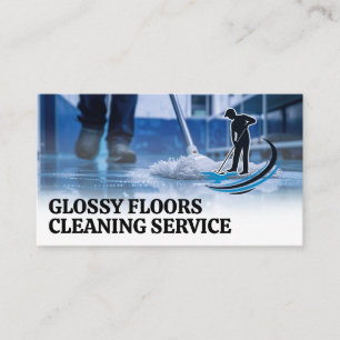 Janitor Mopping   Floor Cleaning Services Logo Business Card